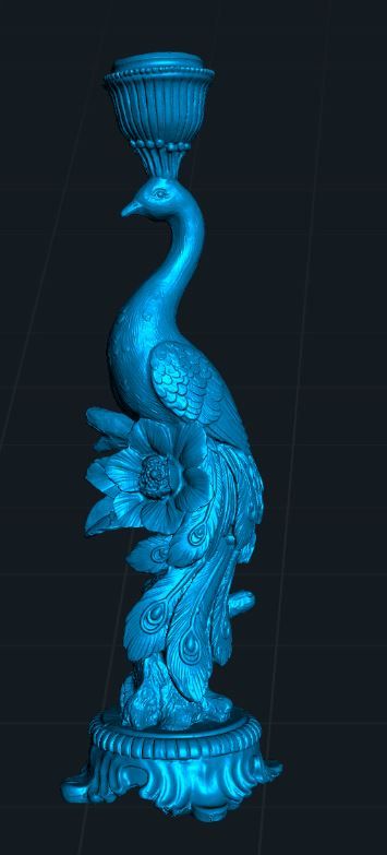 Высокоточное 3D-сканирование декоративного подсвечника «Павлин»