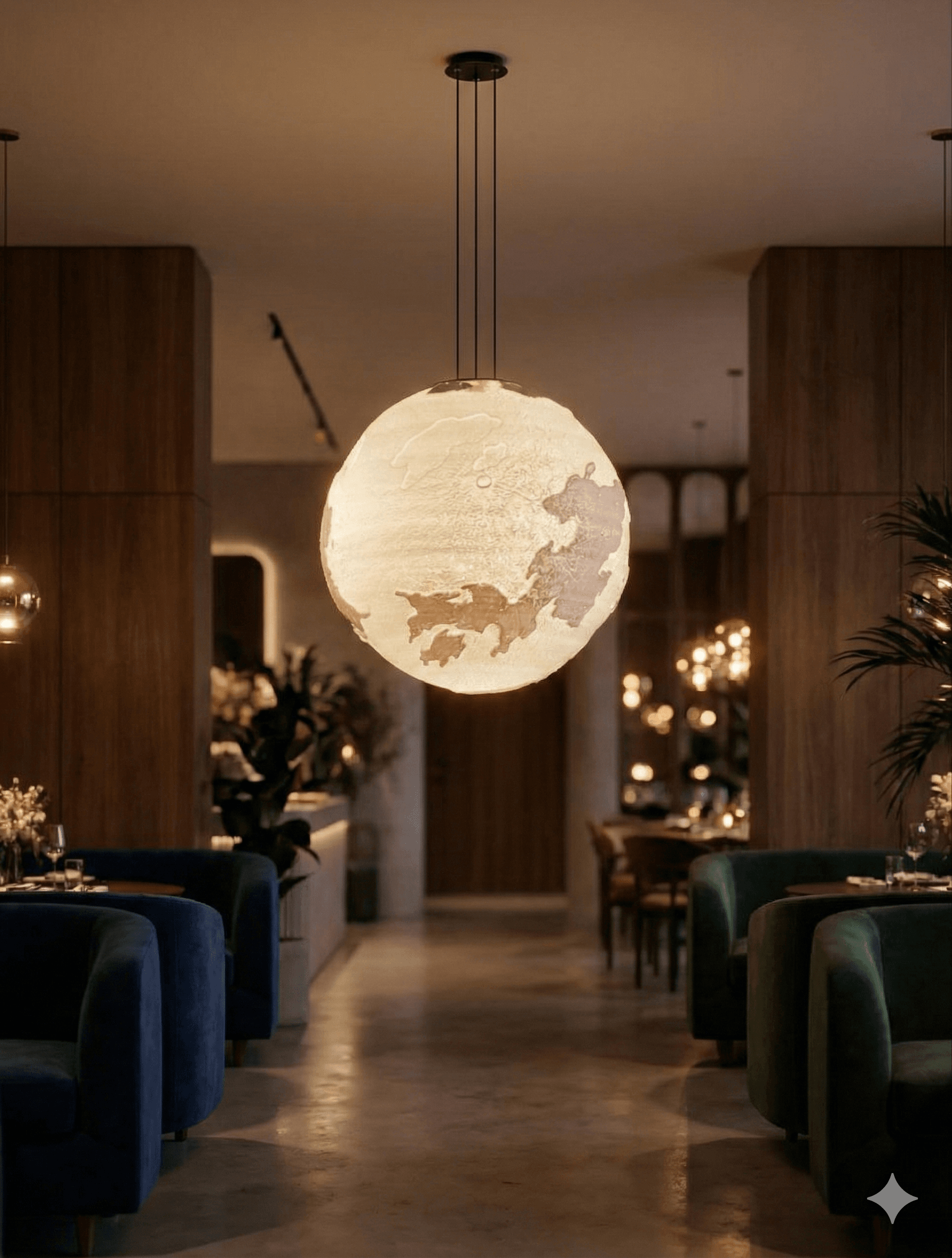 Крупноформатная 3D-печать светильника: подвесная «Луна» диаметром 80 см